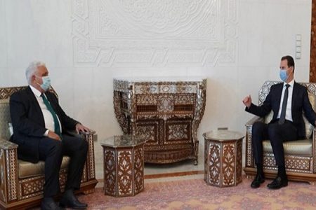 دیدار رئیس الحشد الشعبی با بشار اسد